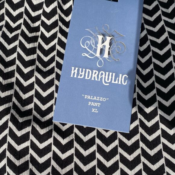 Hydraulic Palazzo Pant Tie-Waist Black And White Chevron Print Rayon Size XL - Picture 4 of 5